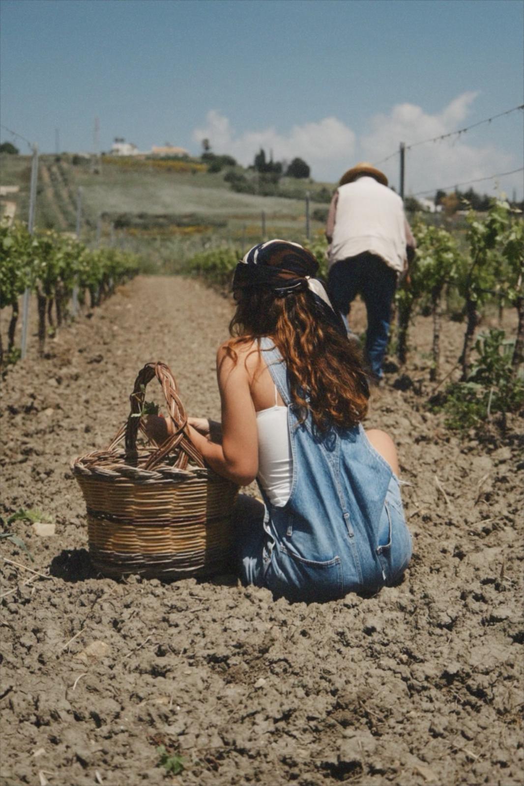Mariella e il nonno nella vigna